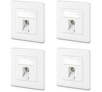 deleyCON 4x Toma de Red CAT8 Empotrada con RJ45 Keystone - 40 Gbps, STP Blindada, Caja de Datos para Cables Patch, Cables de Red, Cableado Ethernet, Gigabit LAN, Blanco