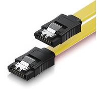 deleyCON 50cm Cable SATA III S-ATA 3 Datos - Cable Conexión HDD SSD Cable Conector Clip Metálico 6 GBit/s - 2 Conector Recto Tipo L - Amarillo