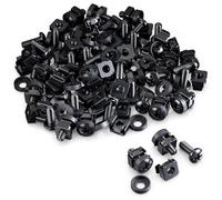 deleyCON [50er Set] M6 Tuercas Jaula & Tornillos para Armarios Red 10 Pulgadas 19 Pulgadas Racks IT, Kit Montaje para Rack Servidor Patchpanel Carcasa Técnica Eventos - Negro