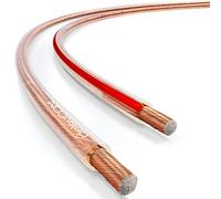 deleyCON 50m Cable de Altavoz 2x 2,5mm² Aluminio Recubierto de Cobre 2x50x0,25mm Trenza Marca de Polaridad - Transparente