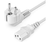 deleyCON 5m Cable de Alimentación a Prueba de Choques con Enchufe Tipo F (CEE 7/7) en ángulo de 90° a Conexión de Entrada C13 para Ordenador, PC, Monitor, Impresora y Proyector - Blanco