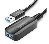 deleyCON 5m Cable de Extensión Activa USB 3.2 Gen1 con Amplificador de Señal - USB-A a A - 5 Gbit/s para PC, Ordenador, Portátil, Impresora, Escáner