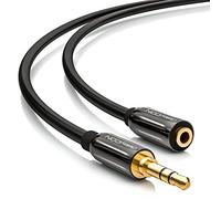 deleyCON 5m Cable de Extensión de Audio Estéreo 3,5mm AUX - Negro | Cable estéreo AUX con conector jack de 3,5 mm y conector metálico, compatible con altavoces y auriculares.