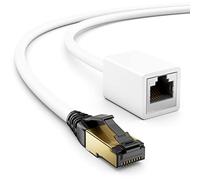 deleyCON 5m Cable de Red CAT 8.1 RJ45-40Gbps, 2000MHz S/FTP - Extensión (Plug a Socket) para Gaming, Streaming, LAN - Blanco