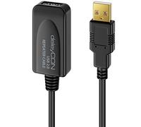 deleyCON 5m Prolongación Activo USB 2.0 con Intensificador de Señal - Cable de Repetidor para PC, Ordenador, Impresora, Escáner - Negro