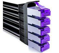 deleyCON 5x 0,25m CAT7 Cable de Red - 10 Gigabit - Corto 25cm RJ45 Cable Patch Ethernet (Cobre, Blindaje SFTP PiMF) - LAN DSL Switch Modem Router Patchpanel CAT7 CAT6 CAT5 - Negro