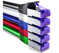deleyCON 5x 0,5m CAT7 Cable de Red - 10 Gigabit - Corto 50cm Cable de Conexión RJ45 Cable Ethernet (Cobre, Blindaje SFTP PiMF) - LAN DSL Switch Módem Router Patch Panel CAT7 CAT6 CAT5 - Colorido