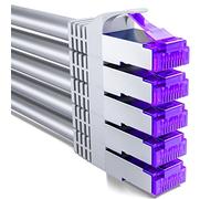 deleyCON 5x 0,5m CAT7 Cable de Red - 10 Gigabit - Corto 50cm RJ45 Cable Patch Ethernet (Cobre, Blindaje SFTP PiMF) - LAN DSL Switch Modem Router Patchpanel CAT7 CAT6 CAT5 - Gris
