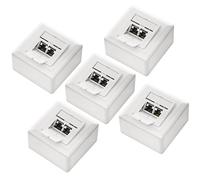 deleyCON 5x CAT 6 Universal Socket de Red - 2x Puerto RJ45 - Blindado - Superficie o Rasante - 1 Gigabit Ethernet Red - EIA/TIA 568A&B - Blanco