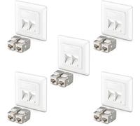 deleyCON 5x Enchufe de Red de Datos Keystone Montaje Empotrado 10x CAT 6a Keystone RJ45 CAT Blindado Blanco