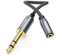 deleyCON 6,3mm a 3,5mm Jack ESTÉREO - AUX Audio Adaptador TRS - 6,3mm Conector a 3,5mm Hembra, 20cm - para Auriculares, Altavoz, Guitarra, Amplificador, HiFi, Mezclador