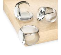 deleyCON 6 Piezas Protectores de Esquinas Bebé - Silicona Autoadhesiva Transparente Suave Redonda 28mm x 39mm - Niños Protector de Bordes de Mesa para Madera, Metal, Mesa de Cristal y Mucho Más.