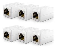 deleyCON 6 Piezas RJ45 Acoplamiento (1000 Mbit) Gigabit Cable LAN Cable de Extensión Ethernet Adaptador Conector Compatible con Cat8, Cat7, Cat6, Cat5 Patch Cable DSL PoE 2X RJ45 Socket - Blanco