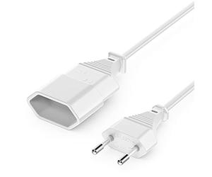 deleyCON 6m Cable Extensión Alimentación Prolongación Corriente Conector Tipo-C Euro a Hembra Tipo-C Euro TV PC Ordenador Monitor Proyector Lámpara Electrodomésticos - Blanco