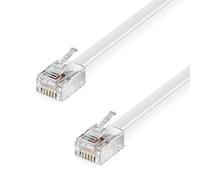deleyCON 6m Cable Telefónico RJ11 Cable Modular 6P4C Cable Western RJ11 sobre RJ11 Enchufe de Teléfono Fax Módem Rúter DSL VDSL ISDN Internet Blanco
