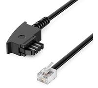 deleyCON 6m Cables de Teléfono TAE-F Macho a RJ11 Macho 6P4C Cable Plano Terminales Analógicos para Toma Telefónica TAE-F Teléfono Módem Enrutador Contestador Automático Negro