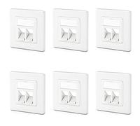 deleyCON 6x Caja de Conexiones LAN de 2 Puerto Conector de Datos Enrasado para Módulos Keystone Inclinados 45° para Módulos Keystone con p.e. Conector RJ45 Coaxial RJ-11 Entrada Cinch Toslink PS2
