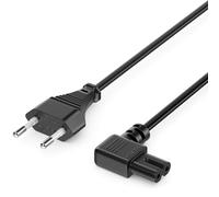 deleyCON 7,5m Cable de Alimentación - Enchufe Tipo c Euro a C7 90° en Ángulo - Euro 8 Cable para TV, BLU-Ray, Receptor DVD, Electrodomésticos, Fuentes de Alimentación - Negro