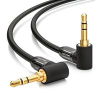 deleyCON 7,5m Cable de Audio Estéreo 3,5mm Conector Jack 90° Angulados para PC Portátil Móvil Smartphone Tableta Automóvil Receptor de Alta Fidelidad - Negro