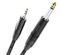 deleyCON 7,5m Cable Jack 6,35mm Mono a 3,5mm Estéreo AUX - Calidad Estudio - de Cobre OFC puro (AWG24) - para Guitarra Eléctrica Bajo Amplificador Mezclador Teclado