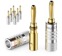 deleyCON 8 Piezas Conectores Tipo Banana en Conjunto - Chapado en Oro Atornillable para Cable de Altavoz 0,75 mm - 4,5 mm & p.ej. HiFi Receptor - Plateado