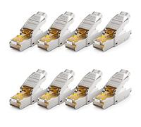 deleyCON 8x CAT 6a Conector de Red RJ45 Sin Herramientas Apantallado Enchufe de Red 10Gbit/s para Rígidos Cable en Crudo Conector de Enchufe RJ45 Ethernet LAN DSL Cable de Conexión
