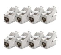 deleyCON 8x CAT6a Módulo de Clavija Keystone Cable de Conexión Cable de Red Conector STP Apantallamiento RJ45 Toma de Red Panel de Conexión Soporte Keystone Extensión