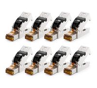 deleyCON 8x Conector RJ45 10 Gbit/s Sin Herramientas Pinza de Corte LSA para LAN Ethernet Cable de Instalación - Para Cables de Red CAT6a CAT7 CAT7a CAT8 Cable PoE Blindado Carcasa Metálica