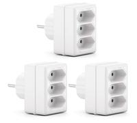 deleyCON Adaptador de 3 Tomas Euro para Enchufes, Set de 3 - Blanco