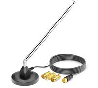 deleyCON Antena de Radio Dab+ y FM para Equipo de Sonido con Adaptador - Antena Digital con Base Magnética y Cable de 3,0 m para 75 Ohm - Compatible con Radios Dab/FM, Sintonizadores, Receptores AV