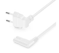 deleyCON Cable 7,5m con Enchufe Europeo Plano en ángulo 90° a Conector C7 en ángulo 90°, Cable de Alimentación para Pequeños Dispositivos, Blanco