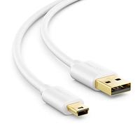deleyCON Cable mini USB 2.0 de alta velocidad de 2 m, cable de carga para teléfonos móviles, smartphones, tabletas, navegadores, micrófono, USB A macho a mini conector B, color blanco