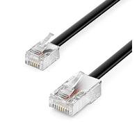 deleyCON Cable telefónico RJ11 a RJ45, cable modular, cable plano de conector RJ11 a conector de red RJ45, toma telefónica, módem, router, fax, ISDN, DSL, VDSL, Internet, color negro