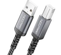 deleyCON Cable USB-B para Impresora (3,0 Metros para Impresoras, Escáner, MIDI) Cable USB-B a USB-A para Impresora Trenzado + Conectores Metálicos para HP Samsung Epson Dell Lexmark Brother Canon
