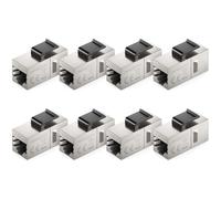 deleyCON CAT6 RJ45 Keystone Acoplador (Set de 8 Unidades) - STP, RJ45 Hembra a Hembra, 1 Gbit/s, 250 MHz, Acoplamiento LAN 1:1, Cobre Niquelado - Plata