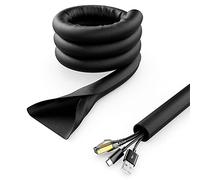 deleyCON Conducto para Cables de 3,0m con Cierre Automático Gestión de Cables Canal para Cables Protección de Cables Funda Robusta de Nailon para Cables Hogar Oficina Escritorio Negro