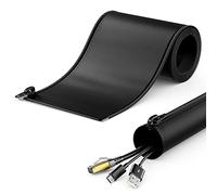 deleyCON Conducto para Cables de 3,0m con Cremallera con 40mm de Diámetro Gestión de Cables Canal para Cables Protección de Cables Funda Robusta de Nailon para Cables Hogar Oficina Escritorio Negro
