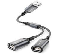 deleyCON Divisor USB 1 a 2, Cable en Y, Adaptador USB 2.0, Cable de Datos con Carga de 18 w para Alimentación y Transferencia, Ideal para PC, Portátil, Mac, Coche, Teclado, Ratón, PS5, etc.