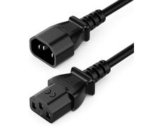 deleyCON Extensión 15m IEC C13 a C14, Cable de Alimentación para Ampliar Conexión, Conector C13 Recto a Toma C14, Apto para Equipos Domésticos, PC, Monitor, Proyector, Impresora, Negro