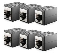 deleyCON Extensión de Cable LAN RJ45, 10 Gbit/s, Conector para Cat8/Cat7/Cat6/Cat5, Cable Ethernet, Adaptador de Red 10 Gigabit PoE - 6 Unidades - Negro