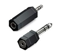 deleyCON Juego de 2 Adaptadores de Audio Estéreo Jack - 1x 3,5mm + 1x 6,3mm Gender Changer - Adaptadores HiFi para Receptor Cine en Casa Auriculares