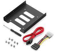 deleyCON Marco de Montaje para Discos Duros de 2,5" Adaptador de SSD a 3,5" Marco Extraíble Marco de Montaje Rieles de Soporte Incluidos Tornillos Cable SATA Adaptador de Corriente y Destornillador