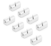 deleyCON Pack de 8 Portacables Autoadhesivos - Gestión y Organización de Cables - Clips y Guías para Fijación en Escritorio y Rodapié - Silicona Blanco