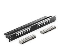 deleyCON Panel de conexión modular de 16 puertos CAT 7 1U + 16x acopladores RJ45 (hembra a hembra), módulo Keystone CAT 7 - montaje en rack de 19 pulgadas, compatible con servidor, compatible con