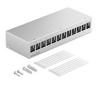 deleyCON Panel de Parcheo 12 Puertos Carcasa 1HE para Módulos Keystone 14,9mm x 17mm por Ejemplo con Enchufe Coxial RJ45 Conector F Conector de Antena RJ-11 Bocas Cinch USB Toslink PS2 HDMI - Gris