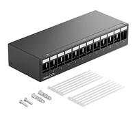 deleyCON Panel de Parcheo 12 Puertos Carcasa 1HE para Módulos Keystone 14,9mm x 17mm por Ejemplo con Enchufe Coxial RJ45 Conector F Conector de Antena RJ-11 Bocas Cinch USB Toslink PS2 HDMI - Negro
