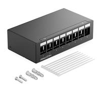 deleyCON Panel de Parcheo 8 Puertos Carcasa 1HE para Módulos Keystone 14,9mm x 17mm por Ejemplo con Enchufe Coxial RJ45 Conector F Conector de Antena RJ-11 Bocas Cinch USB Toslink PS2 HDMI - Negro