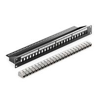deleyCON Panel de parcheo CAT 7 de 24 puertos Patchfeld Modular 1 HE + 24x RJ45 Conexión (Salida a Salida) CAT 7 Módulo Keystone - Montaje en rack de 19" Pulgadas Servidor Compatible con CAT5 CAT6