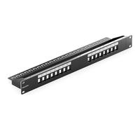 deleyCON Panel Patch 16 Puertos Modular para Módulos Keystone 1 HE 19" Pulgadas Montaje Rack Compatible CAT5 CAT6 CAT7 CAT8 LAN Cable Instalación Negro