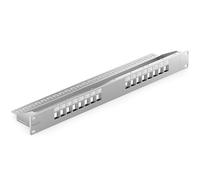deleyCON Panel Patch 16 Puertos Modular para Módulos Keystone 1 HE 19" Pulgadas Montaje Rack Compatible CAT5 CAT6 CAT7 CAT8 LAN Cable Instalación Gris